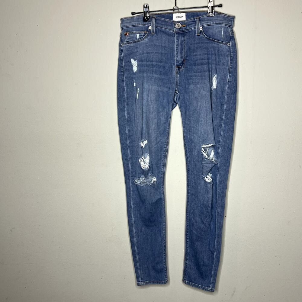Hudson Jeans Women's Size 27‎ Blue Distressed Skinny Leg Jeans
